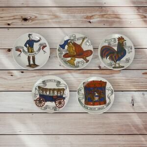Lipper & Mann VTG Set 5 American Inventions 19th Century Trinket Plates Coasters